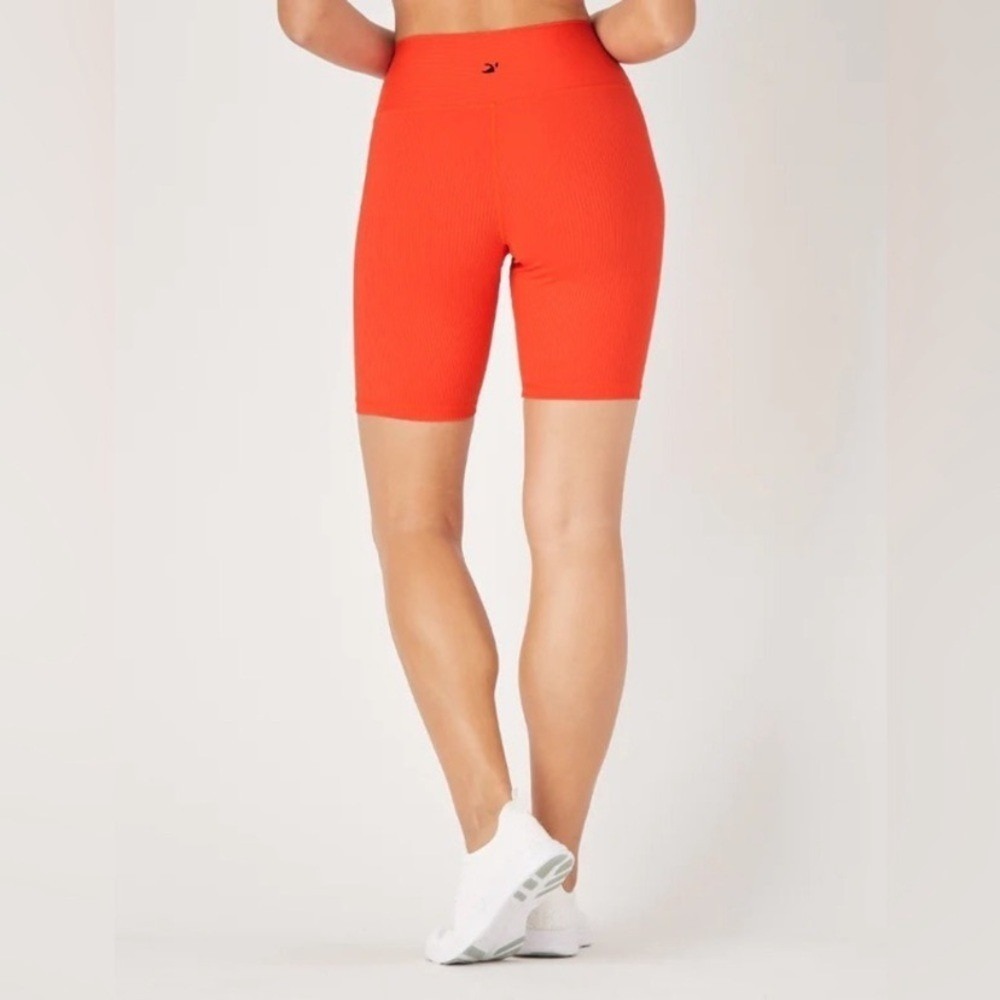 Year of Ours Biker Shorts Womens Small Red Ribbed High Rise Athletic Activewear